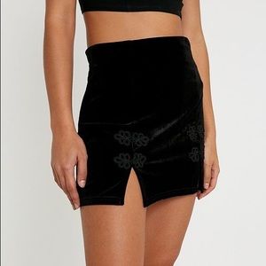 UO Black Velvet Mini Skirt